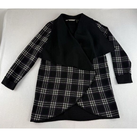 Soft Surroundings Plaid Wool Blend Open Cardigan Womens Large Cozy Sweater‎ - Picture 1 of 15